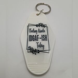 Motel Keychain Custom Retro Styled Black And White Text Keyring Key Tag